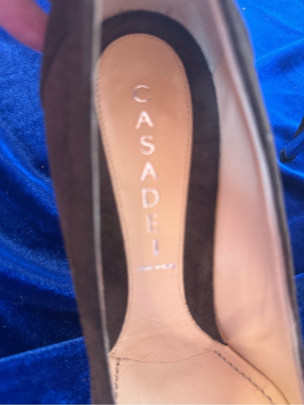 Casadei Women's Brown Suede Pointed-Toe Kitten Heel Pumps - Picture 3 of 9